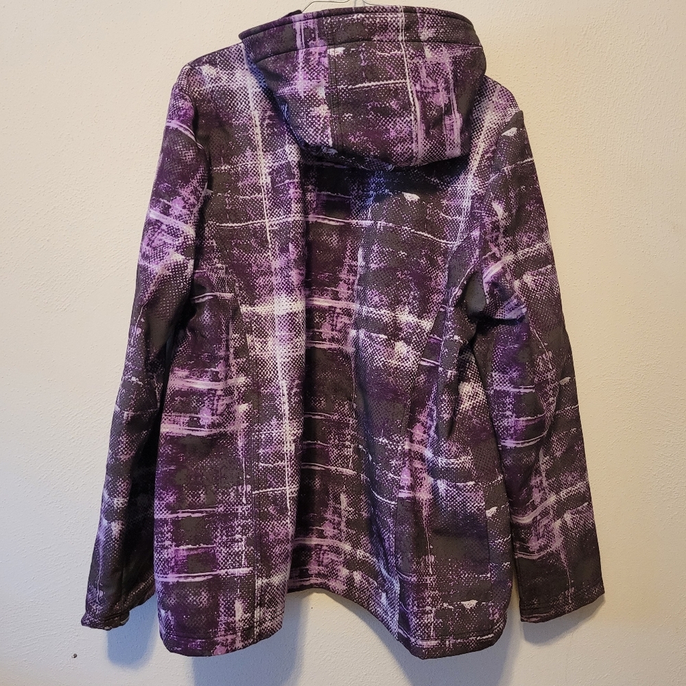 XERSION Performancewear Womens Purple Print Softshell Long Sleeve Jacket Size Xl - Picture 2 of 8